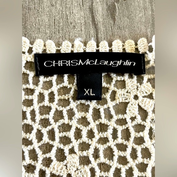 Chris McLaughlin XL crocheted sweater blouse cardigan pearlized button NWOT - Picture 4 of 7